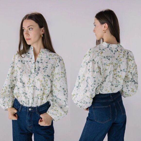 Solitaire Sz Large Floral Print Embroidered Eyelet Top in Multicolor - Picture 1 of 6